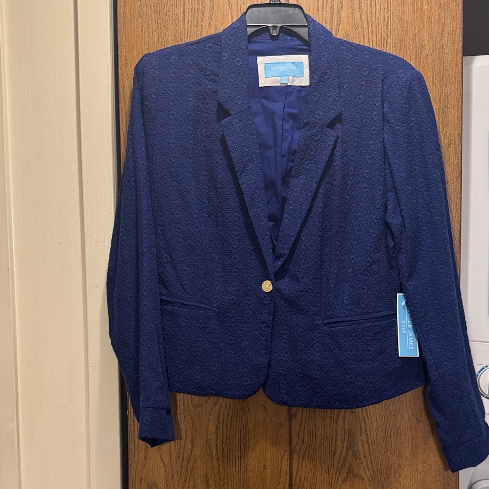 Draper James Eyelet Navy Blazer Size: XXL